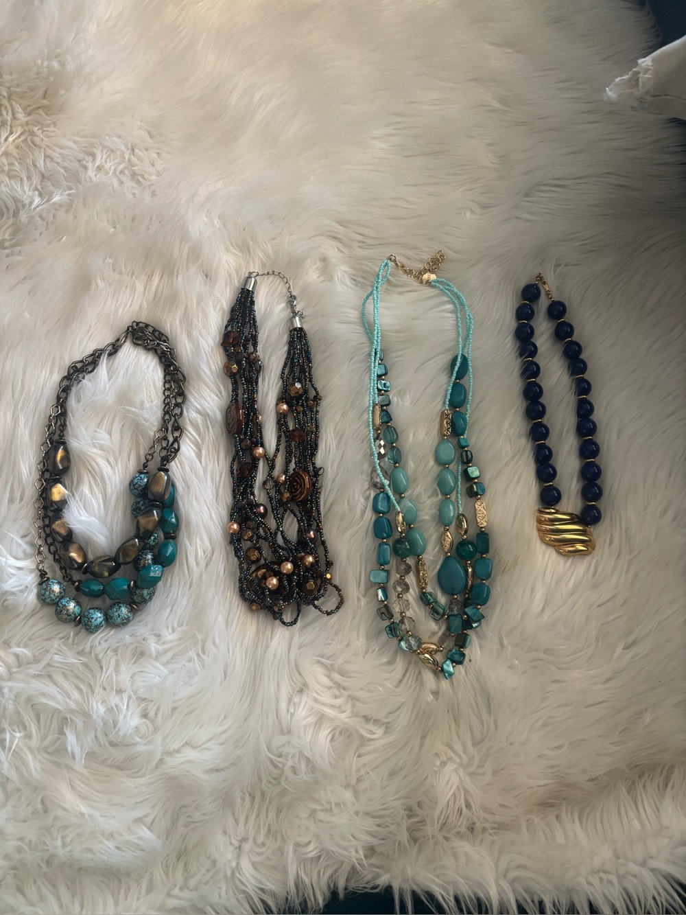 Turquoise Multi-Strand Beaded Necklace - Unbranded